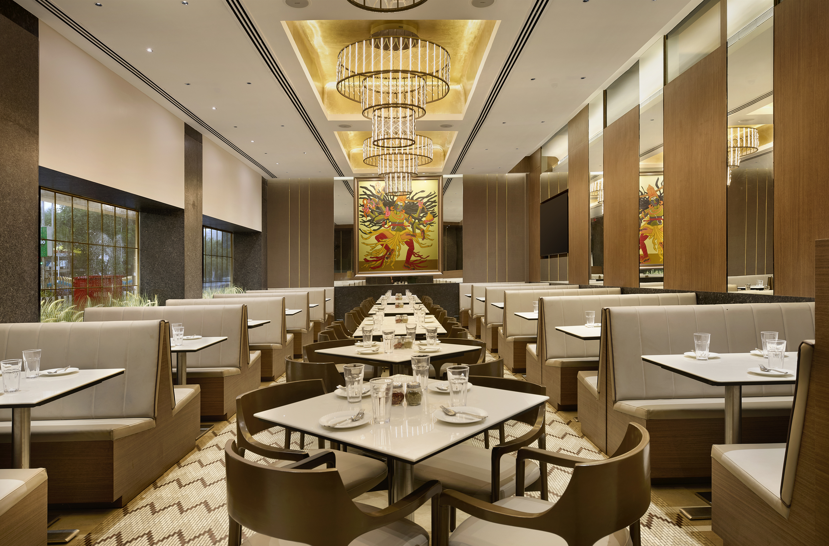 A large platter of food